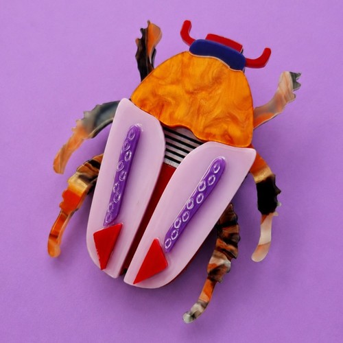 Beetle acrylic brooch pin - beetle,