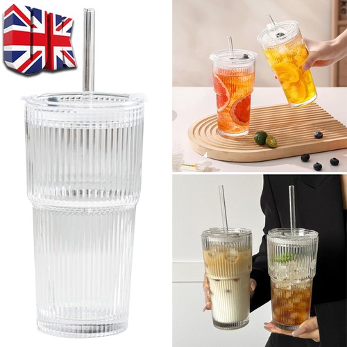 600ml stripe glass - stripe, lid