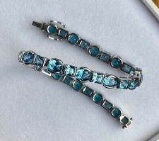 H Stern  18ct White Gold Tennis Bracelet with 32 Carats of Blue Topaz; 19cm