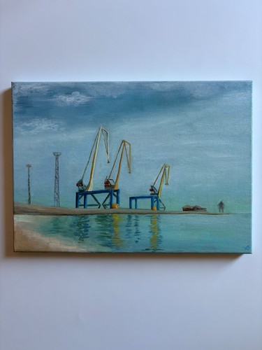 Coastline harbor painting - coastline,