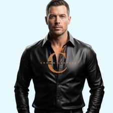 Men's Black Leather Causal