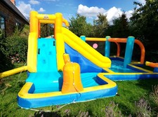 COSTWAY Giant Soccer-Themed Inflatable Water Slide Bouncer Blow Up paddling pool