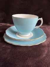 Colclough Harlequin Blue Bone China Trio