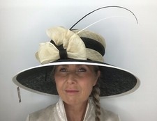 Ladies WINDSMOOR Black / Neutral & White Trim Wide Brimmed (10119)