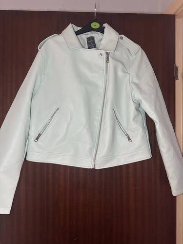 Mint green leather jacket - leather,