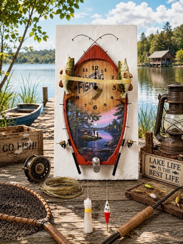 Fishing wall clock bradford - fishing,
