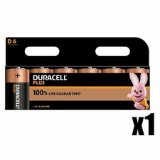 1 x Battery Pack Size of 6 Duracell Plus D Alkaline Batteries 1.5V LR20 