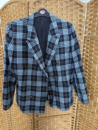 Ladies blue check blazer - check, smart