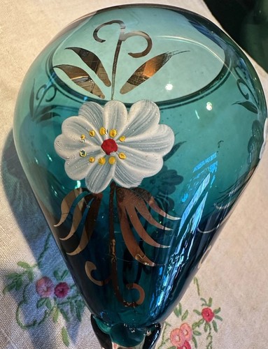 Large teal hand painted - teal, goblet