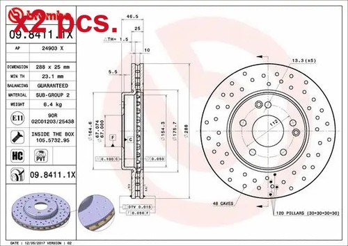 Pcs front brake disc rotos - x2,