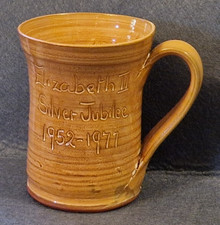 Rare Vintage Elizabeth II 1977 Jubilee Studio Pottery Mug, by John Webb