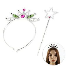 PRINCESS WAND & TIARA Plastic Girls Fairy Tale Queen Crown Fancy Dress Up Set