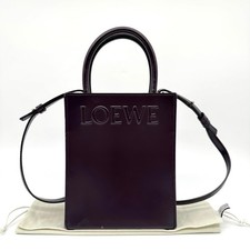 Loewe A5 Mini Tote Bag in Dark Purple Aubergine Leather