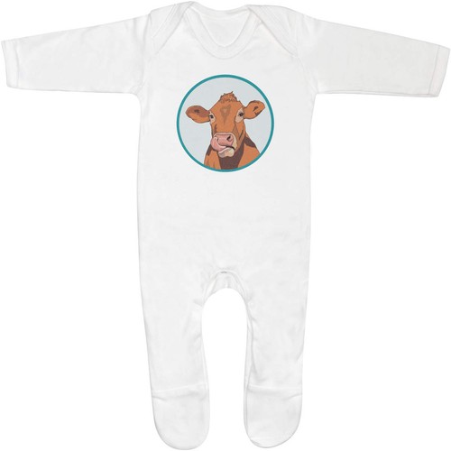 Dairy cow baby sleepsuit - 'dairy, cow'