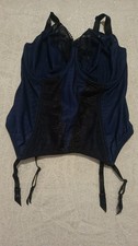 Bravissimo Wired And Unpadded Navy/Black Basque With Suspenders UK Size 34HH