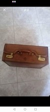 Vintage Tan Leather Briefcase Pilot Case Brass Latches Document Storage Doctor