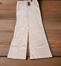 STYLISH- LINEN MIX LADIES FLARE TROUSERS-BNWT