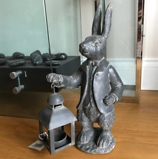 Cast Iron Style Hare Lantern Figurine Ornament Decoration Rabbit Candle Tealight