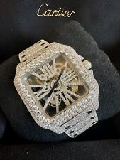 Cartier Santos Skeleton Complete B & P 33ct Natural Vvs Diamonds Certified 