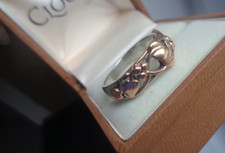 Clogau Gold Welsh Ring Silver & 9ct Rose Gold Tree Of Life h/m 2000s size Q to R
