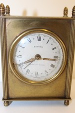Estyma Quartz Brass Mantle Clock 4x3x1.5" untested spares / repair