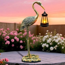 Solar Garden Statue Crane