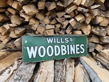 Vintage Enamel Advertising Sign Wills Wild Woodbine Double Sided