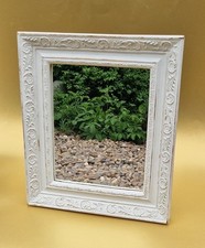 Lovely vintage style shabby chic distressed white gold hall dressing wall mirror