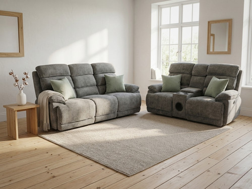Grey fabric electric recliner - grey,