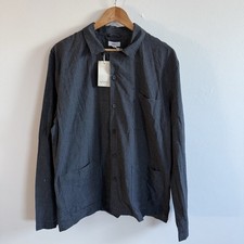 Sunspel Pyjama Top Mens Medium Navy White Check Cotton Long Sleeve BNWT