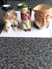 Set Of Three Vintage Minature Toby Jugs Two Arton England One Siltone Pottery St