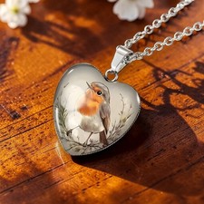 Robin Bird Heart Pendant