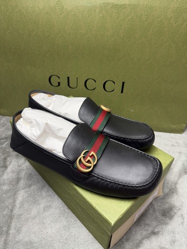 Gucci men black leather - black,