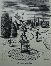 Raymond Peynet: The Little Pacifist, Humorous Signed Engraving, 1943