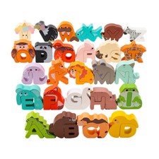 Wooden Animal Alphabet Puzzle Toddler Educational Learning Jigsaw Game Toys Gift