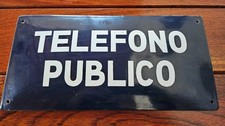 Antique Enamel Public Telephone Sign. Excellent Condition
