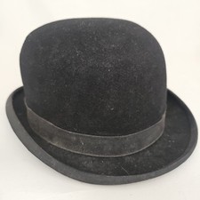 Vintage Bowler Hat Herbert Johnson  Bond St London Black Queen Stamp Has A Crack