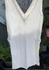 ZARA SUMMER CREAM WHITE POCKETS TUNIC L 14 16 Dress Linen