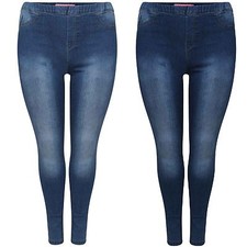 LADIES HIGH WASTED JEANS WOMENS DENIM LEGGINGS STRECHY JEGGINGS PLUS SIZED PANTS