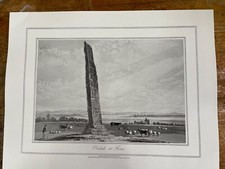 WILLIAM DANIELL 1821 Engraving Sueno’s Stone Forres Litho Print Reproduction