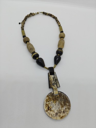 Wooden beaded statement - beaded,
