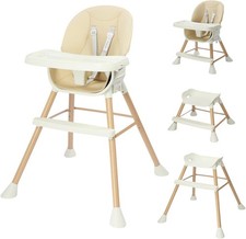 4-in-1 Convertible Baby High Chair, Adjustable Height Highchair