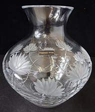 Thomas Webb Crystal Vase with Etched Floral Pattern 19 cm Tall - #1008