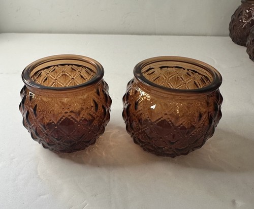 Amber glass votive candle - amber,