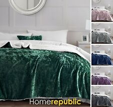 Crushed Velvet Extra Large Sherpa Fleece Thick Plush Blanket Luxury Throw Over