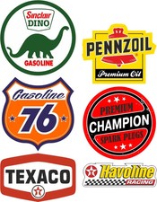 6x Oil Stickers Dino 76 Texaco Pennzoil Retro Vintage Classic Car Hot Rod V8 MG603