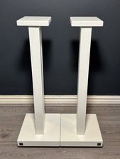 Hi Fi Racks Duet Speaker Stands Solid Oak Hardwood White Finish 700mm