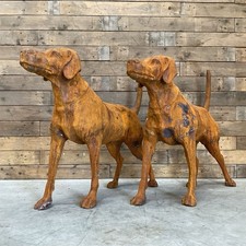 Pair of life-size heavy cast iron garden Hunting dogs