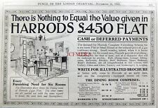 HARRODS '6-Room Flat - £450' Furniture Advert : Antique 1921 Print
