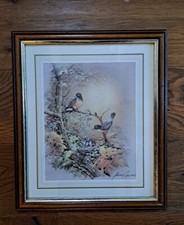 The Nest by Andres Orpinas Two Birds & Nestlings Framed Matted Signed Art Print
